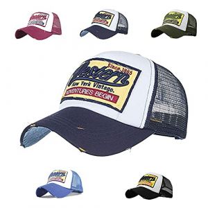 CheChury Casquette de Baseball Vintage Unisex de Mode Baseball Cap Mesh Snapback Chapeau de Hip-hop Sport Casquette avec Visiere Retro Trucker Hat avec Visi&egrave;re,Taille unique,Bleu (Sofenny, neuf)