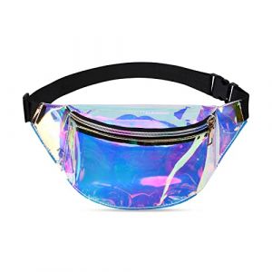 Flintronic Sac Banane Femme, Sac Ville en Cuir PU Imperm&eacute;able, Sac Banane Femme Homme &agrave; Effet Holographique, Sacoche de Ceinture en PU Sac de Voyage Brillant Sac de Taille Waist Pack Fanny Pack (flintronic, neuf)