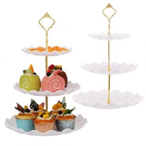 TsunNee Lot de 2 pr&eacute;sentoirs &agrave; g&acirc;teaux &agrave; 3 niveaux pour cupcakes, assiettes &agrave; dessert, g&acirc;teaux, fruits, biscuits, bonbons, plateau de service &agrave; &eacute;tages, plateau de service &agrave; &eacute;tage pour mariage, (TsunNee, neuf)