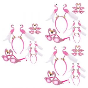 Didiseaon 3 Ensembles tenue de fête hawaïenne deguisement hawaii tenue hawaienne vêtements lunettes pour enfants lunettes de fête bandeau rose gâteau miroir décoratif petites fleurs Manquer (Merkowski, neuf)