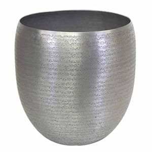Pot de Fleurs Cache Pot Toledo L Rond Aluminium Fait Main martelé Bohéme Chic ABK602 CASA Moro (Casa Moro, neuf)