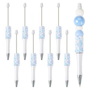 Boutigem Lot de 8 stylos &agrave; bille en plastique &agrave; strass blancs avec &eacute;toile &agrave; paillettes pour bricolage, d&eacute;coration scolaire, bureau, fournitures d'&eacute;criture (Boutigem, neuf)