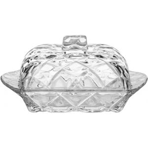 PEPAXON Beurrier en Verre avec Couvercle Beurrier Vintage Bo&icirc;te &agrave; Beurre 16.8x11CM (Elegant) (PEPAXXON, neuf)