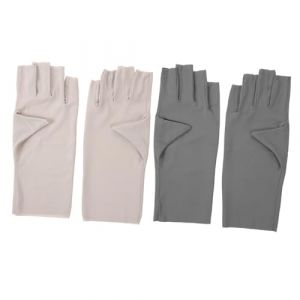 Mikinona 2 Paires de protection solaire femme UV Résistant mesdames doigt ongles UV soleil mitaines anti uv manucure anti UV anti-uv pour ongles en gel Nylon (Dawn Cedar, neuf)