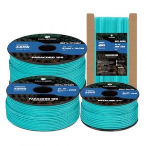 Kamu Synber 2mm Paracorde 30M 100% Nylon 1 Brin Parachute Corde Type I pour Bracelet, Survie, Extérieure, Camping | Supporte 250kg | Turquoise (Kamu Synber, neuf)