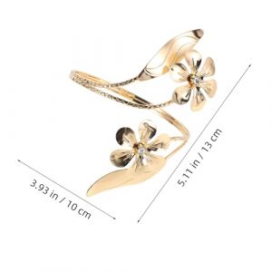 Beaupretty Bracelet Manchette En M&eacute;tal Dor&eacute; Ajustable &agrave; Motif Floral Orn&eacute; De Cristaux, Bijou De Poignet Pour Femmes, Multifonctionnel Comme Embrasse De Rideau, Lot De 2 Pi&egrave;ces, Taille Unique (lorianca, neuf)