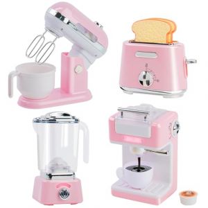 Accessoire Cuisine Enfant,Kit de Ustensile Cuisine &Eacute;lectrom&eacute;nager Enfant avec Cafeti&egrave;re,Mixer,Blender avec des lumi&egrave;res et des Sons r&eacute;alistes,Jeu de R&ocirc;le Cadeau pour Filles Gar&ccedil;ons 2 3 4 Ans (Rose) (Gongchen-eu, neuf)