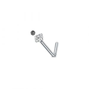 AceFun Piercing nez titane pour femmes hommes 1 pièce G23 Titane Steel 2.5mm diamant Nez piercing L Shape Nostril Bijoux pour piercing nez avec zircon cubique (Piercing Jewelry, neuf)