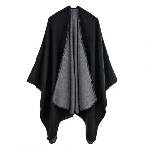 SJTJSPX Poncho Ch&acirc;le Femme Cape &Eacute;charpe El&eacute;gant Poncho Mexicain Cachemire Manteux Hiver Automne Chaud Ouvert &agrave; Carr&eacute; Foulard &Eacute;paissie Douce Couverture Tricot Ch&acirc;le Wraps R&eacute;versible Cardigan (QIQIXINXINZI, neuf)