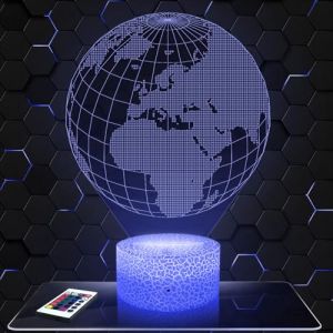 Lampephoto.fr - Lampe 3D Terre, Globe Terrestre, Veilleuse Tactile Led Illusion, Effet Hologramme 3D, Id&eacute;e Cadeau No&euml;l Anniversaire Gar&ccedil;on et Fille, D&eacute;coration chambre d'Enfant (CS LASER, neuf)