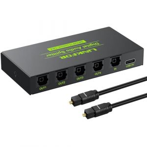 Switch Optique Audio, LiNKFOR 4x1 Commutateur Audio Toslink SPDIF Fibre Optique Numérique Switch Splitter Audio Support LPCM2.0 DTS Dolby-AC3 avec Câble Optique (xunforeu, neuf)