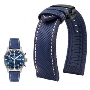 PctkeLsend Bracelet de montre &eacute;tanche en toile et caoutchouc for homme, 19-24 mm, compatible avec Breitling, Omega, IWC, Citizen, TUDOR et Hamilton(Blue White BlackB,20mm) (PeiLINpppppp, neuf)