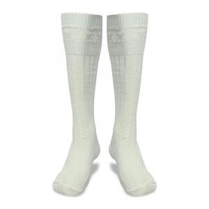 BELGLY Chaussettes de kilt pour hommes Tenue traditionnelle &eacute;cossaise des Highlands Chaussettes hautes de kilt en laine Jambi&egrave;res d&eacute;contract&eacute;es pour mariage et sport, cr&egrave;me, L (Eagle Threads, neuf)