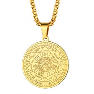 FaithHeart Collier Pentacle de Protection Talisman de Médaille Sceau des 7 Archanges Pendentif Porte Bonheur Homme Or Bijoux Cadeau Religieux Talisman Protection (FaithHeart Jewellery, neuf)