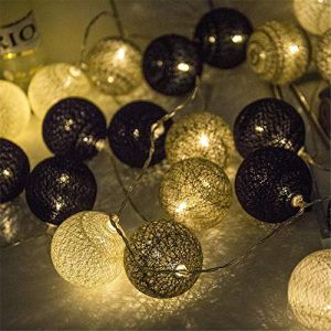 Morbuy Guirlande Lumineuse Boules, Piles Décoration Intérieur 10 LED Coton Boule Chaîne Lumièr pour Fête Noël Halloween Mariage Chambre Romantique Décor (1.8M / 10 Boule lumière, Couleur Gris Froid) (Morbuy, neuf)