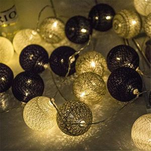 Guirlande Lumineuse Boules, Morbuy Piles Décoration Intérieur 10 LED Coton Boule Chaîne Lumièr pour Fête Noël Halloween Mariage Chambre Romantique Décor (1.8M / 10 Boule lumière, Couleur Gris Froid) (Morbuy, neuf)