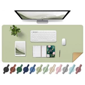 BLESWIN Tapis de Bureau en Cuir, Tapis de Souris Large et Antidérapant, Tapis Protecteur de Bureau Imperméable, Tapis de Bureau pour L'écriture, Tapis Buvard de Bureau Décoratif (Matcha, 90x43CM) (YoursTrust-EU, neuf)