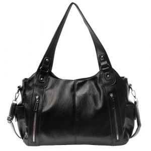 Demiawaking Sac a main femme vintage, Sac &agrave; bandouli&egrave;re pour Femme avec Multi-Poches, sac fourre tout en Cuir PU, sacs a main cours vintage, Pour l'&eacute;cole, les voyages (Noir) (wangyiyez123, neuf)