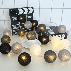 Guirlande lumineuse de Noël à Boules de Coton, DOTBUY Romantique LED Éclairage de Noël, Guirlande Lumineuse à Piles, décoration de jardin Pour intérieur (Gris de luxe,1.8M/10LED) (DOTDOT SHOP, neuf)