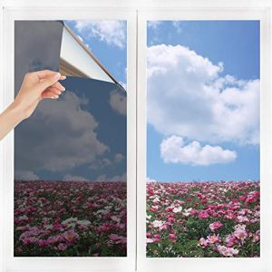 Film Miroir Fen&ecirc;tre sans Tain Anti Chaleur Anti-Regard Contr&ocirc;le de la Temp&eacute;rature Protection de la Vie Priv&eacute;e Film Adh&eacute;sif R&eacute;fl&eacute;chissant pour Fen&ecirc;tre Maison Bureau Magasin (Gris-Argent, 90 * 200cm) (Fueegue, neuf)