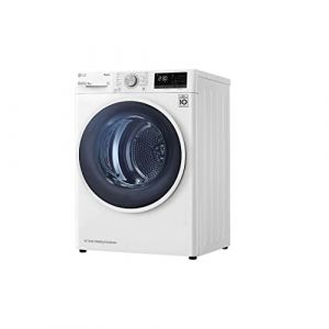 LG RH80V9AVHN Sèche-linge - Pose libre, 8 kg, Chargement frontal, DUAL Inverter, Pompe à chaleur, Wi-Fi avec SmartThinQ, Eco Hybrid, Allergy Care, Blanc, Classe A+++ (interface italienne) (P.E.Shop, neuf)