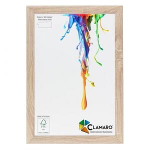 Clamaro 'Neo Collage' cadre photo 65x95 fait main sur mesure | Chêne Sonoma | Cadre en bois MDF avec verre acrylique et accroche métallique (format paysage & format portrait) (Clamaro, neuf)