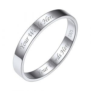 Bestyle Bague Argent 925 Bague Simple Bague de Fian&ccedil;ailles pour Homme Femme Couple Anneau de Base Bijoux Pr&eacute;nom Personnalis&eacute; 3mm de Large Blanc Taille 60 (Bestyle Jewelry, neuf)