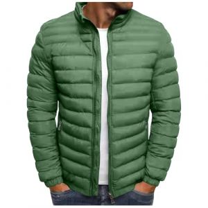 Générique Doudoune Homme Legere et Chaude Hiver Veste Chic sans Capuche Col Mao Manteaux Court Décontractée Blousons Zippée Couleur Unie avce Poches Automne Jacket 02 Vert L (TYHONEYS, neuf)