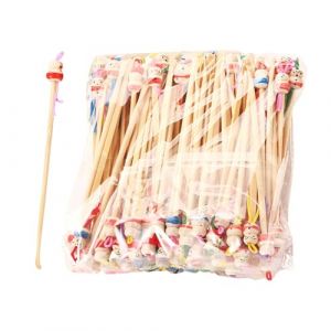 Cuill&egrave;re en bois pour oreilles, m&eacute;diator en bois pour oreilles - Kit d'&eacute;limination de cire d'oreille de 100 pi&egrave;ces, jolies cuill&egrave;res pour oreilles avec t&ecirc;te de poignet, kit d'&eacute;limination du c&eacute;rumen (Dalea, neuf)