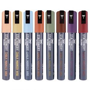 STATIONERY ISLAND Stylo Craie Pour Tableau Noir Effacable, Marqueur Craie Effacable, Feutre Craie pour le Verre Fenêtre, 6MM Lot de 8, Ton Terreux (Stationery Island, neuf)