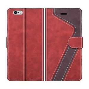 MOBESV Coque pour iPhone 6S Plus, Housse en Cuir Magnétique Fonction Stand Étui pour iPhone 6S Plus/iPhone 6 Plus, Rouge (NineFox, neuf)