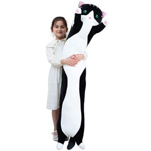 Oreiller De Chat GéAnt Caricaturé en Peluche Kitty SomnifèRe éTreint Oreiller, CâLin Doux Kitten Body Oreiller PoupéE PoupéE Coussin De Chat pour Enfants Petite Amie (Black, 90cm/35.4inch) (Childlike World, neuf)