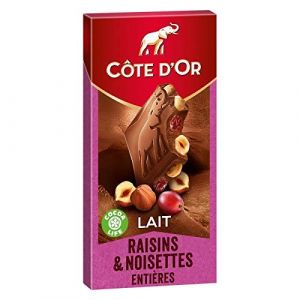 CÔTE D'OR - Chocolat Au Lait Raisins Noisettes 180G - Lot De 4 - livraison offerte (A TA PORTE, neuf)