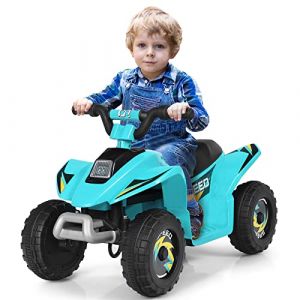 COSTWAY Quad avec Batterie 6V pour Enfant, Quad Électrique avec Marche Avant/Arrière, Fonctionnement Sécurisé et Vitesse Max de 4,5 km/h, Cadeau pour Garçons et Filles, Bleu/Noir/Blanc/Rouge (Bleu) (FDS GmbH, neuf)