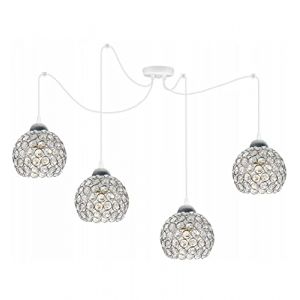 Light-Home Crystal Spider Abat Jour Suspension Luminaire Lustre Araignée - Moderne Abat Jour Plafond pour Chambre Salon et Cuisine - en Metal et Verre - À 4 Lumières - Chrome (Light-home, neuf)