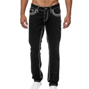 Oanviso Homme Jean Trou&eacute; Mode Skinny Slim Fit Pantalon Denim Styles D&eacute;chir&eacute; Sport Trousers avec Fermeture &Eacute;clair Casual Pants Trekking Outdoor Cargo Vintage C Noir M (Osheoiso Inc., neuf)
