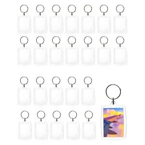 QWORK&reg; 25 Pi&egrave;ces Porte-Cl&eacute;s Photo Vierge, Porte-Cl&eacute;s Personnalis&eacute; en Acrylique Transparent pour Famille, Amis, Cadeaux et Artisanat, 4 x5.5 cm (shavinglikes, neuf)