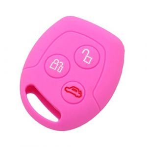 Happyit Housse de Protection &agrave; T&eacute;l&eacute;commande &agrave; Cl&eacute; de Voiture en Silicone pour Ford Mondeo Fiesta Focus C-Max KA Galaxy 3 Boutons Cl&eacute; (Rose) (Happyit66, neuf)