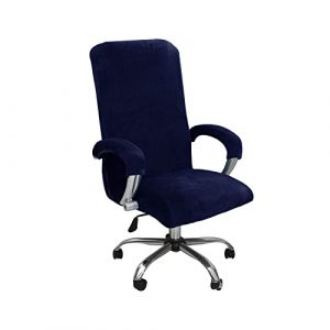 LIFEDX Housse de Chaise de Bureau avec Accoudoir Peluche Velours Couleur Unie,Housse pour Chaise Tissu élastique Amovible et Résistante pour Fauteuil de Bureau Rotatif Chaise,Navy Blue,XL (LIFEDX, neuf)