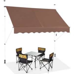 HOMASIS Store à Serrage 150/200/250/300/350/400 cm, Protection Solaire réglable en Hauteur sans perçage, auvent avec manivelle, Store banne Manuel à Bras articulé, pour l'extérieur (Brun, 2.5m) (Homasis, neuf)