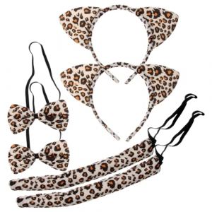 Hemobllo 6pi&egrave;ces Serre-t&ecirc;te Chat Oreilles de Chat Accessoire D&eacute;guisement Costume Cosplay Serre-t&ecirc;te Cosplay Kit D&eacute;guisement Animal (Leopolerd, neuf)