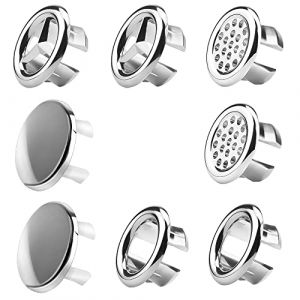 KLYNGTSK 8 PCS Anneau de D&eacute;bordement d'&Eacute;vier en Plastique Couvercle de Trop-Plein d'&Eacute;vier Anneau de Trop-Plein d'&Eacute;vier Cache Trop Plein Lavabo Bagues pour Trop-Plein de Lavabo pour Cuisine Baignoire (SYF-1987, neuf)
