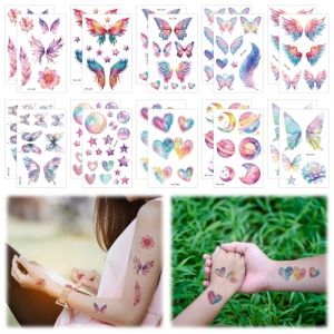 HICOHAND Glitter tatouage temporaire autocollants, 20 papillons tatouage temporaire autocollants tatouage créatif détachable tatouage pour les femmes filles (Wuhan Qixing International Trade Co., Ltd, neuf)