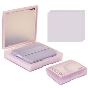 200 Pièces Papier Buvard d'huile, Papier Matifiant Visage avec étui Miroir et Houppette Autocollante, Papier Buvard pour l'Huile, Face Oil Blotting Idéales pour Tous les Types de Peau (Lavande) (Huanpg, neuf)