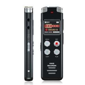 EVISTR Enregistreur vocal num&eacute;rique L357 - dictaphone &agrave; activation vocale de 64 Go avec lecture MP3 - dictaphone rechargeable avec mot de passe et r&eacute;duction du bruit pour les conf&eacute;rences (lyxustop, neuf)