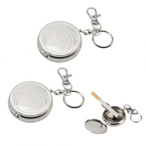 OUDQFCJ 2 Pcs Cendrier de Poche Portable, Mini Cendrier en Acier Inoxydable avec Porte-cl&eacute;s pour Voyage, Camping et Ext&eacute;rieur, Cendrier de Voyage Moderne (Argent) (Mapico, neuf)