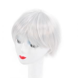 Perruque Blanche Courte, Perruque Blanche Pratique pour les événements à Thème (Nocopi, neuf)