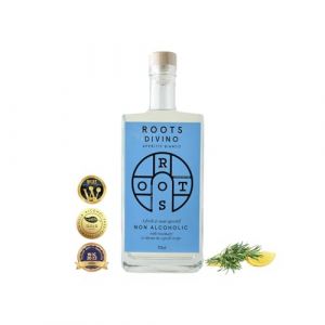 Roots Divino Bianco Vermouth Sans Alcool | Aperitif sans alcool à base de vin, récompensé par plusieurs médailles d'or | Fabriqué à la main avec des citrons grecs et du thym | (700 ml) (TPL S.A., neuf)