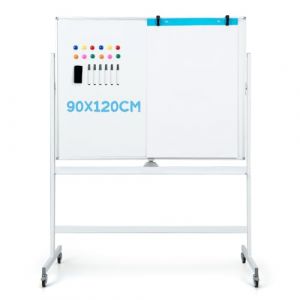 LIFEZEAL Tableau Magnétique Double Face Pivotant à 360°,Tableau Blanc sur Pied 120x90cm avec Hauteur Réglable 161/181cm,Tableau Effaçable à Roulettes pour Enfants, Adultes (Blanc,120x90cm) (LIFEZEAL ITALY S.R.L., neuf)