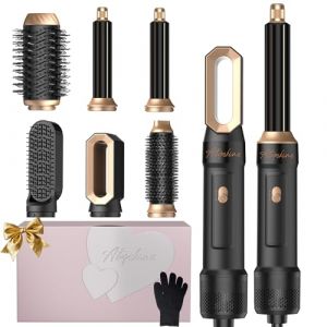 Pro Air Styler 6 In 1 Seche Cheveux 6 en 1 Airbrush 6 en 1,Temp&eacute;rature Vitesse du vent R&eacute;glable, Brosse Soufflante Brushing Brosse Soufflante avec 30mm Boucleur, pour Cheveux Secs, Liss&eacute;s, Boucl&eacute;s (Metis2023, neuf)
